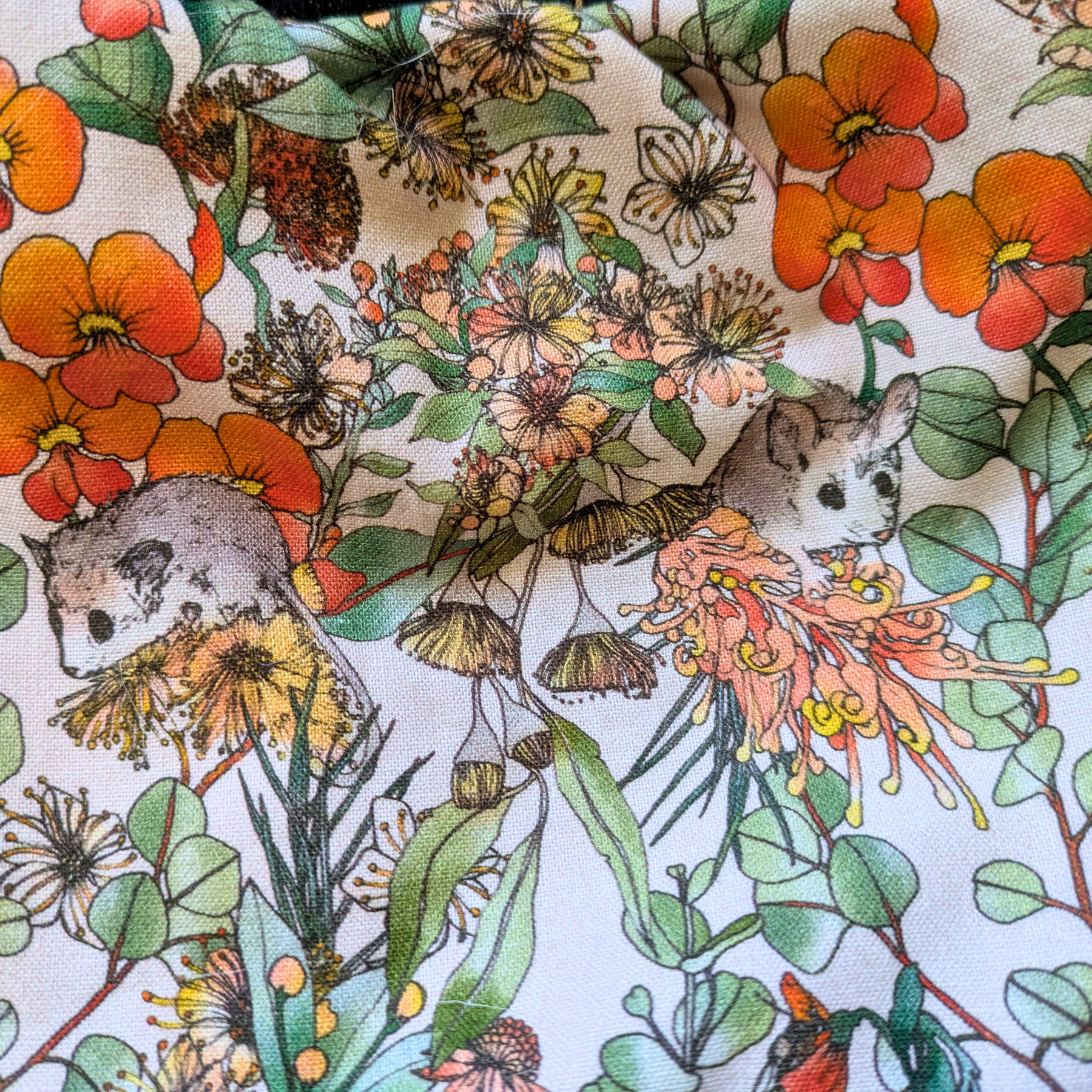 Girls Skirt Size 6 Upcycled Denim Australian Flora and Sugar Possums Burnt Orange