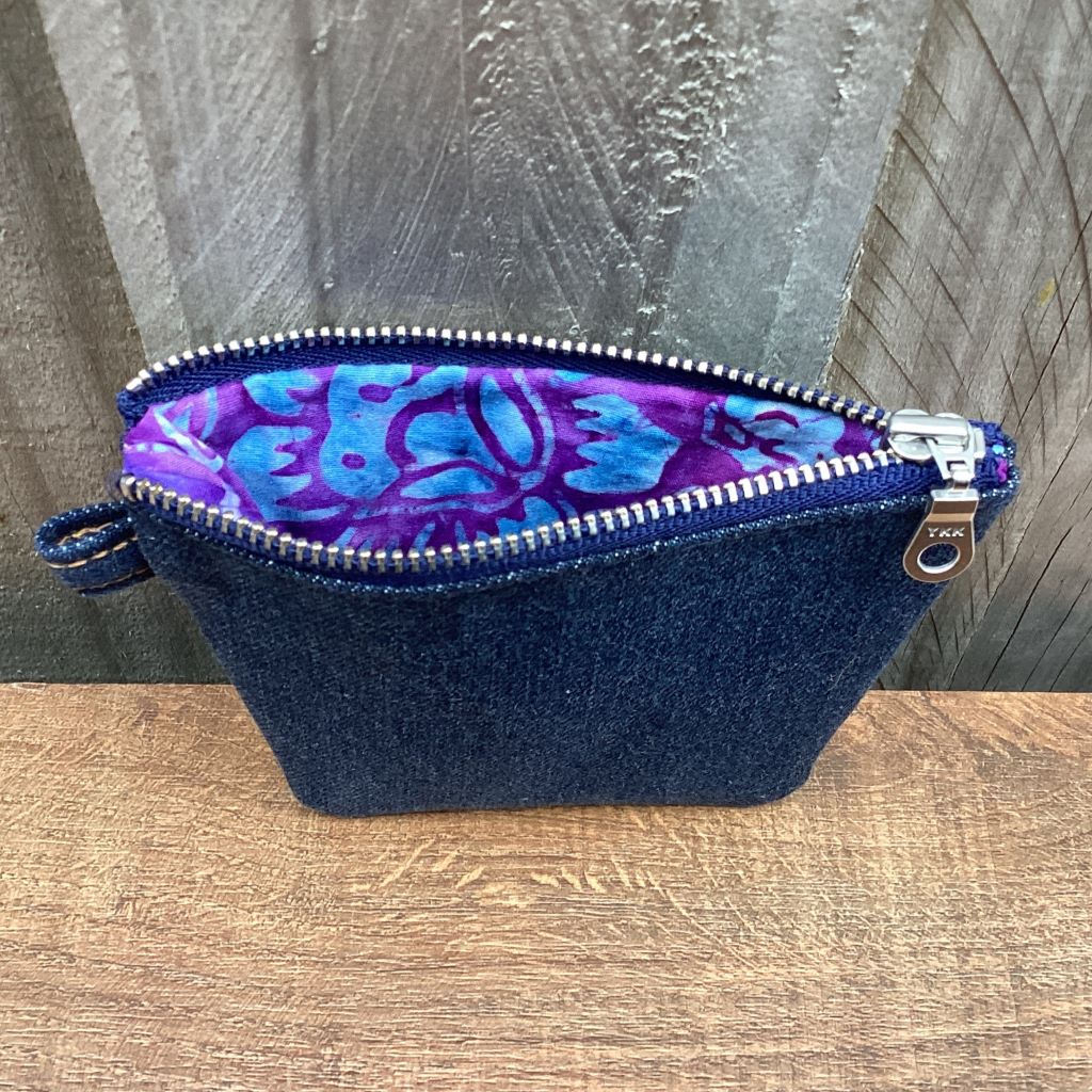 Small Upcycled Blue Denim Coin Purse