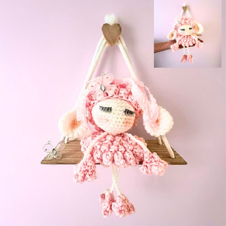 Handmade Crochet Lamb Wall Hanging, Nursery Decor, Baby Room Wall Hanging