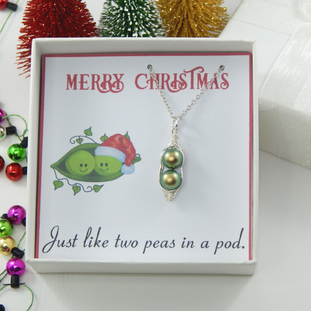 Two Peas in a Pod Necklace Christmas Gift