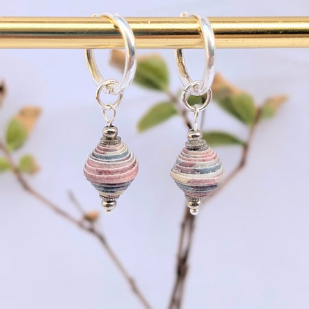 Handmade Paper Bead Hoop Earrings – Sustainable Jewellery