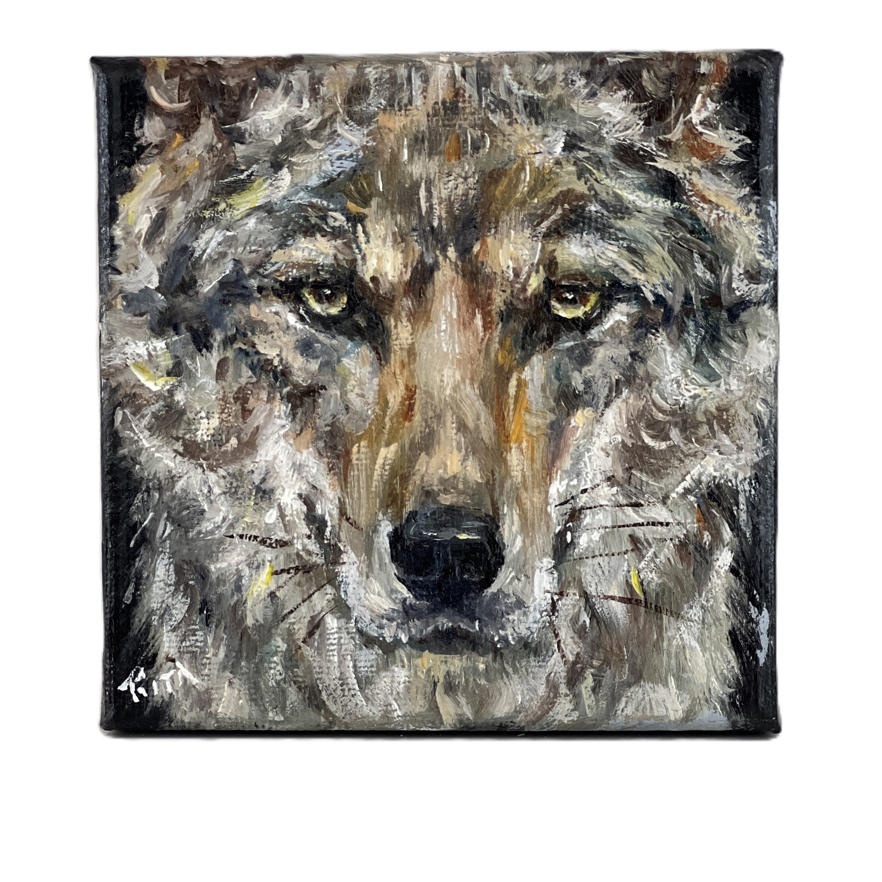 Noble Gaze – Original Miniature Wolf Painting