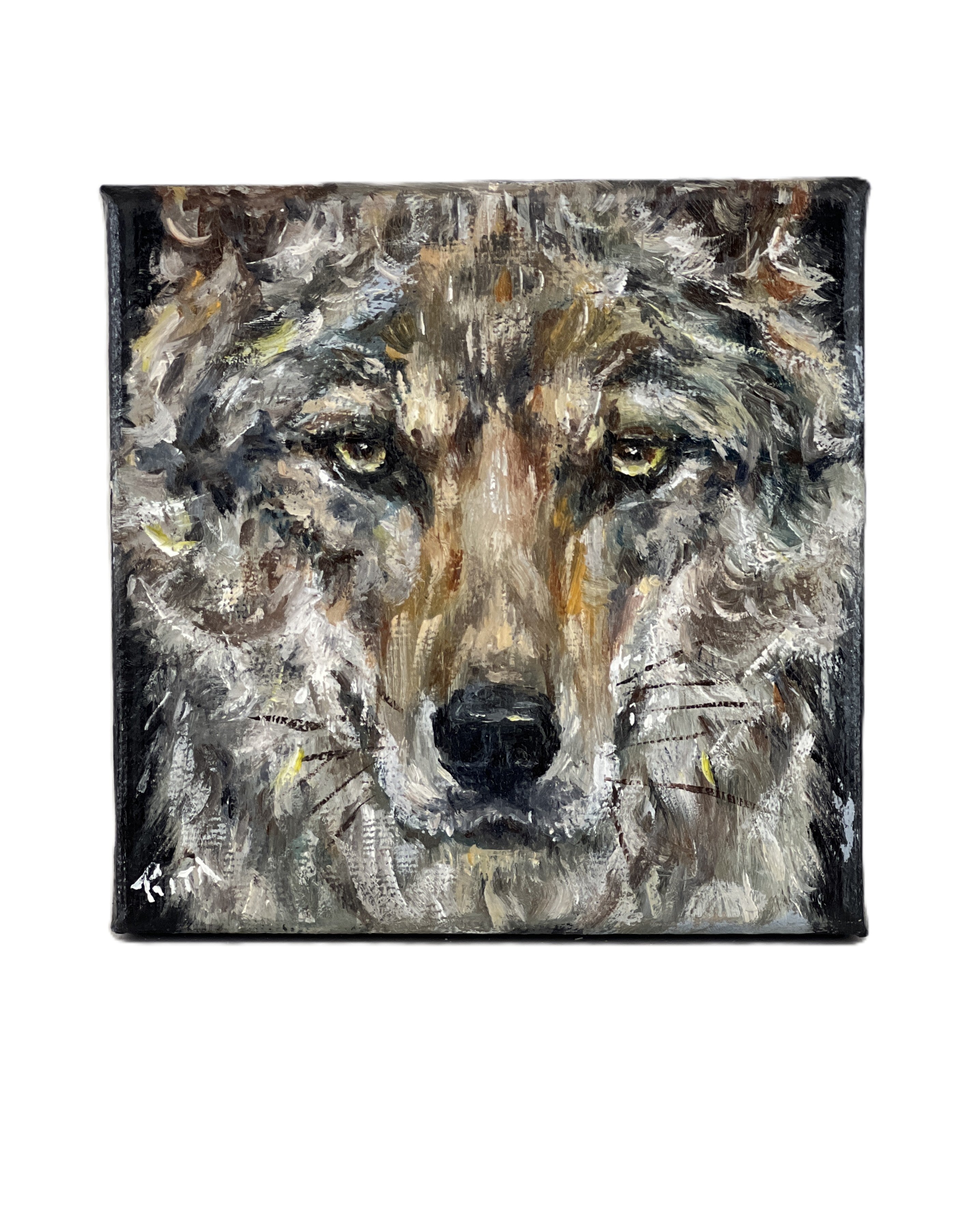 Noble Gaze – Original Miniature Wolf Painting