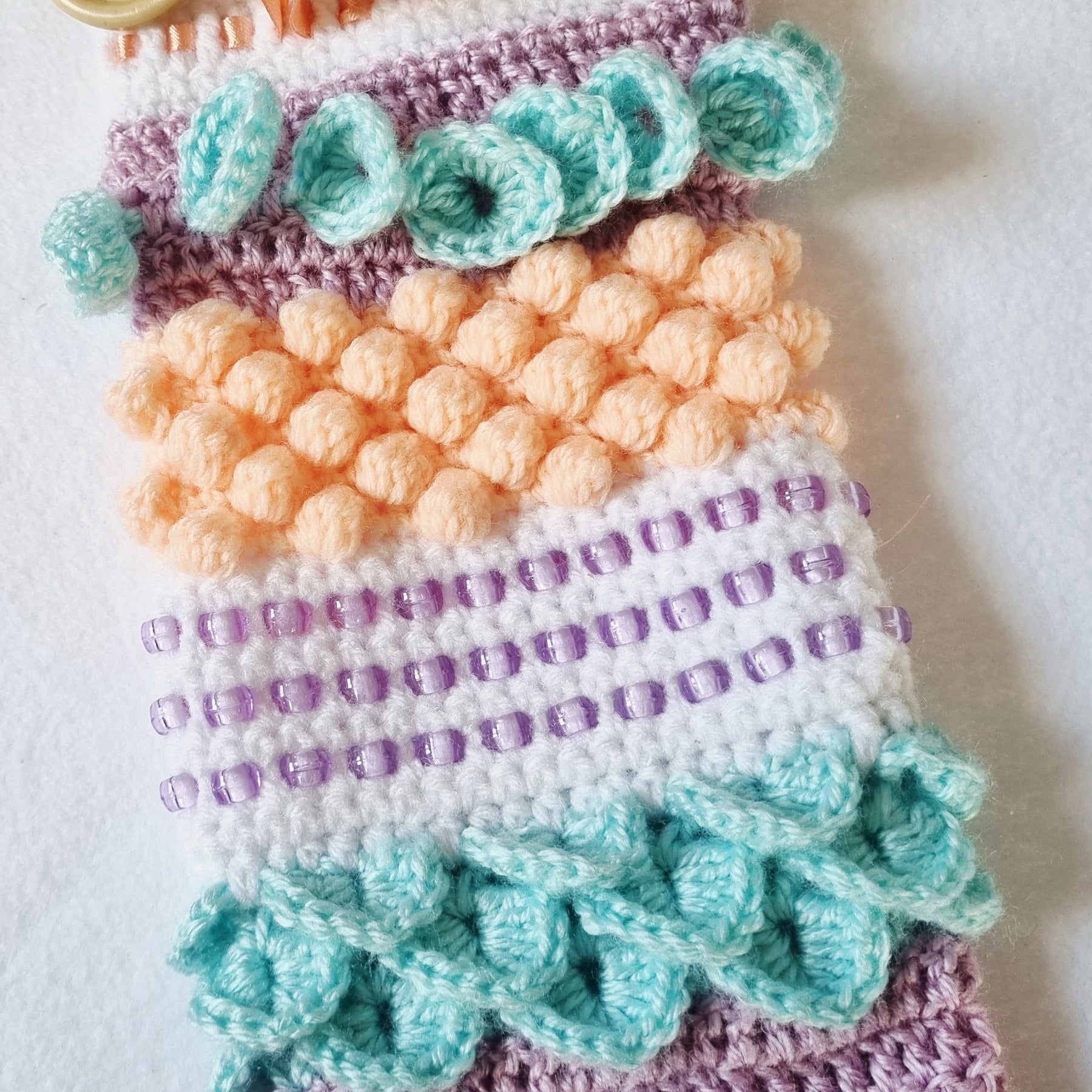 Handmade Crochet Wrist Cuff - Sensory Toy, Anxiety Relief, Alzheimer, Elderly, Educational - 2 colour variations - BB34