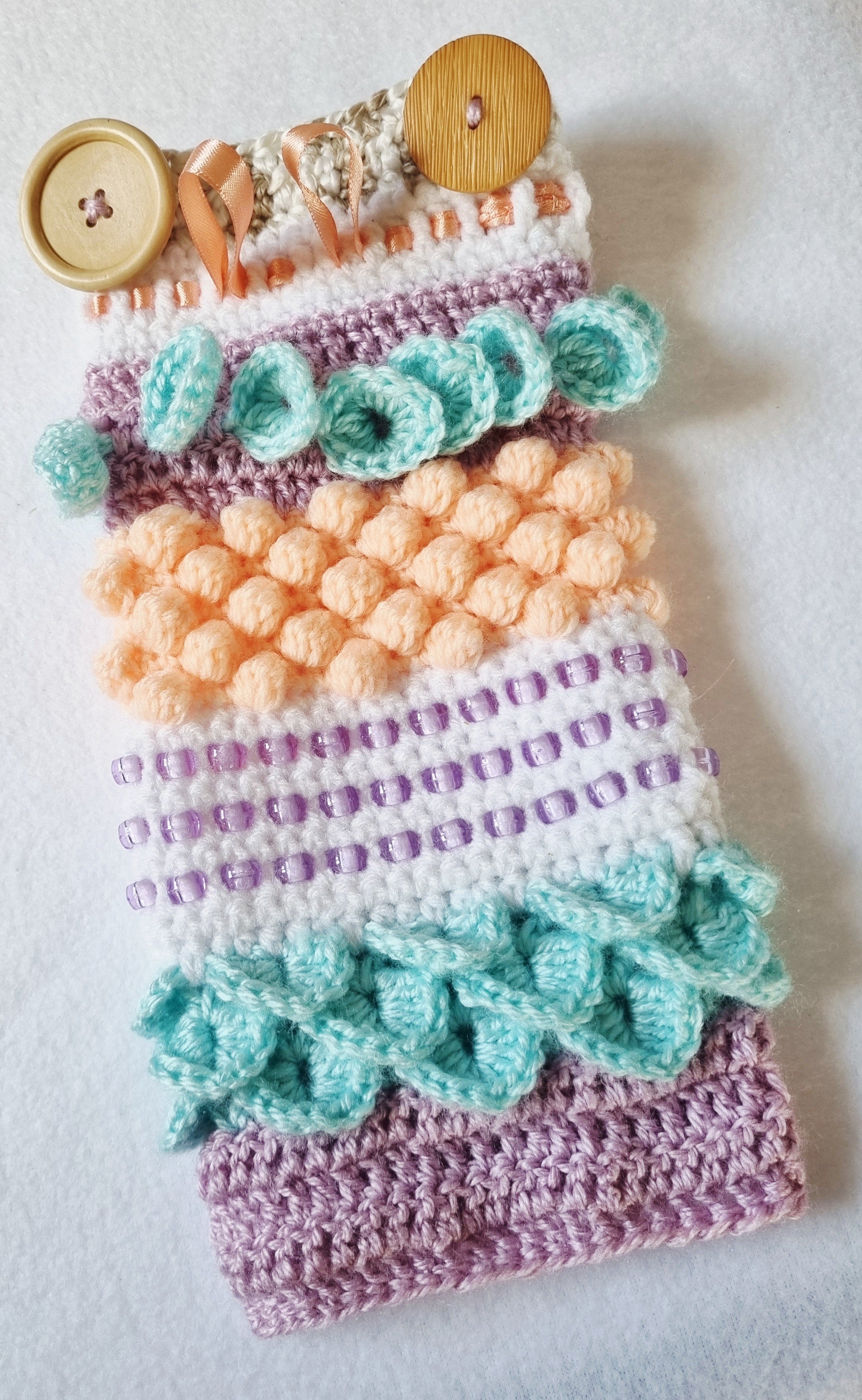 Handmade Crochet Wrist Cuff - Sensory Toy, Anxiety Relief, Alzheimer, Elderly, Educational - 2 colour variations - BB34