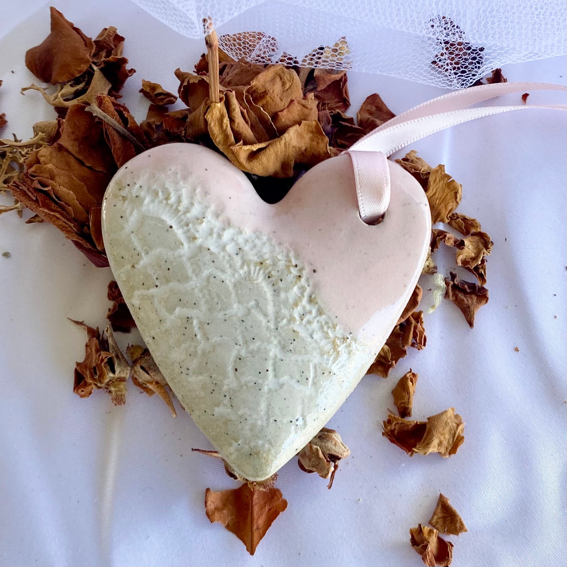 Wedding Keepsake | Hanging Heart | Personalised Bride Gift | Handmade Pottery