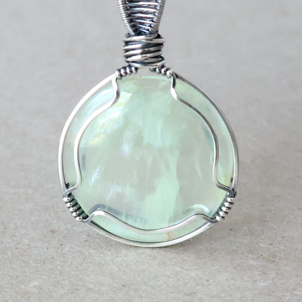 Handcrafted Prehnite Pendant - Gentle Talisman of Alignment