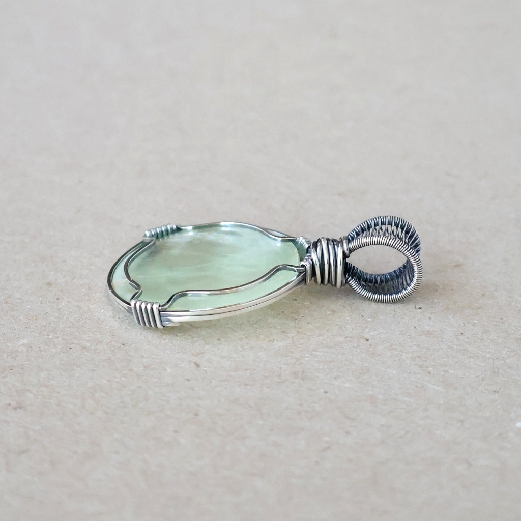 Handcrafted Prehnite Pendant - Gentle Talisman of Alignment