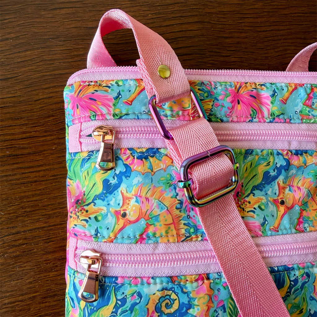 Handmade Seahorse Crossbody Bag | 3 Zip Festival & Everyday Bag