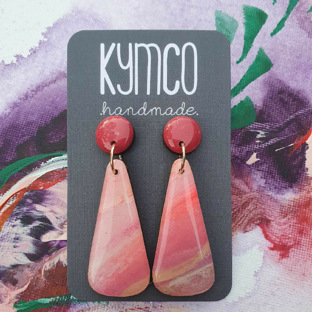Aurora Collection| Resin large dangle earrings | Pink and pink1