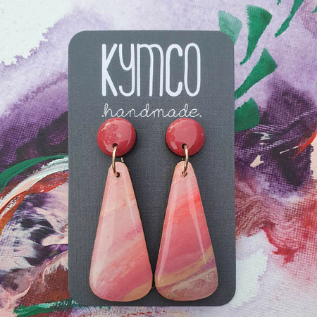 Aurora Collection| Resin large dangle earrings | Pink and pink
