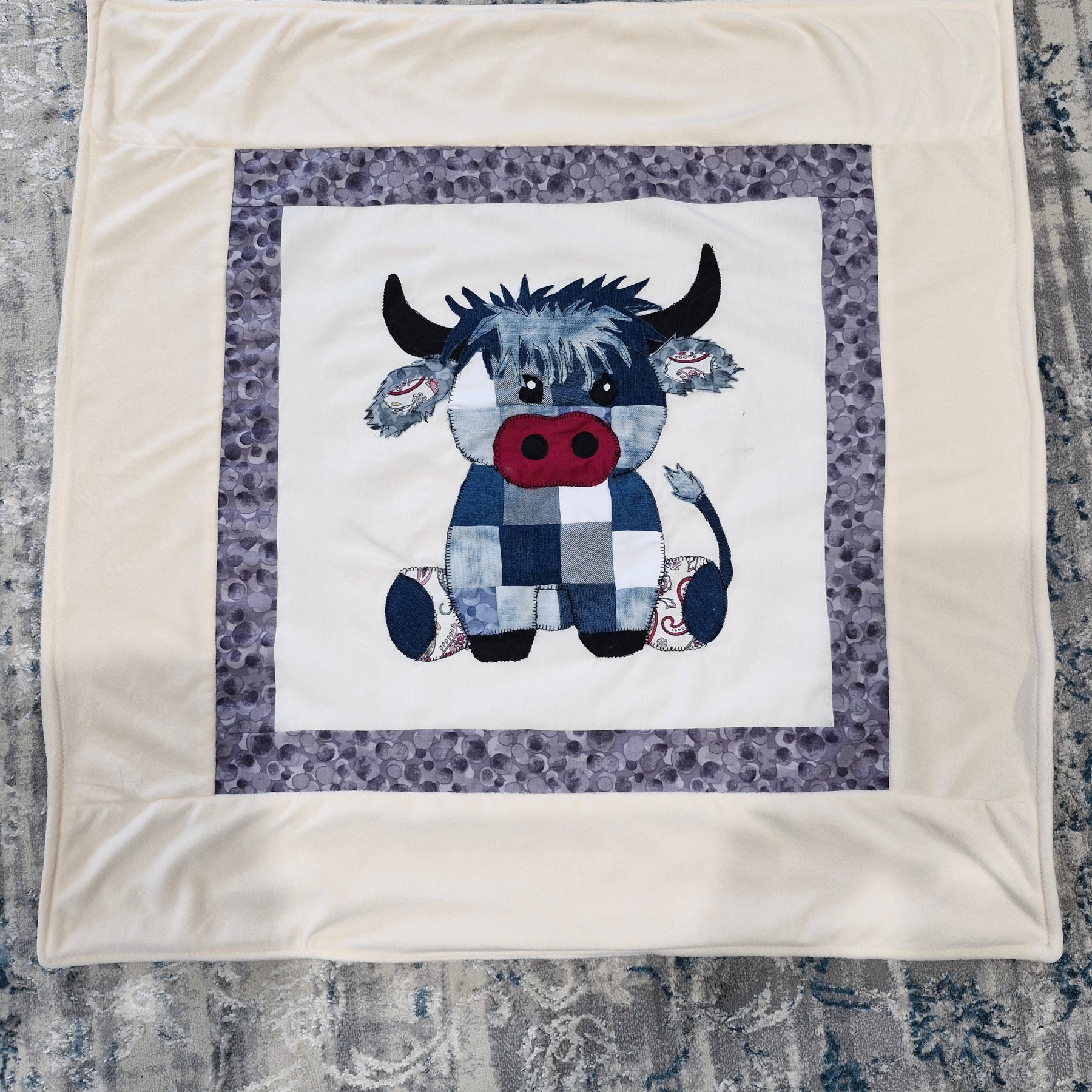 Highland Cow Patchwork front Baby Blanket