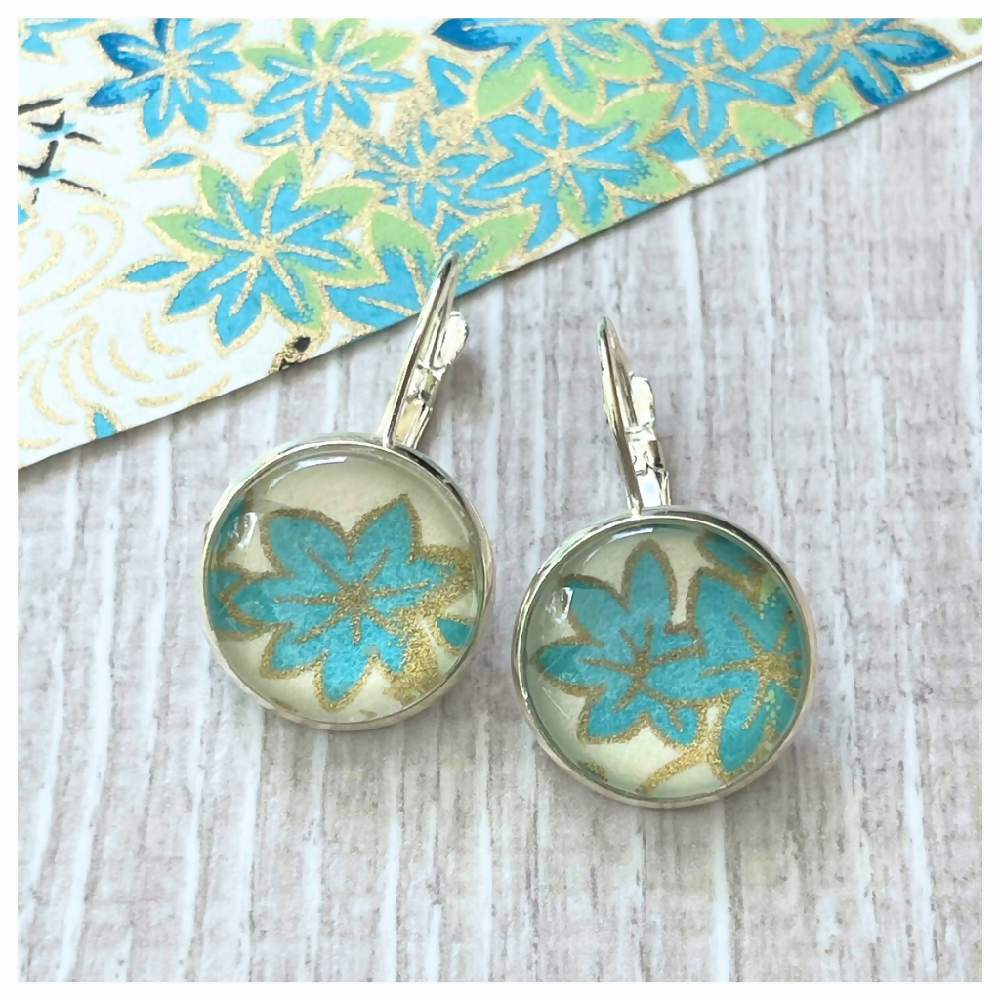 Origami-paper-earrings-silver-hooks-Japanese-inspired