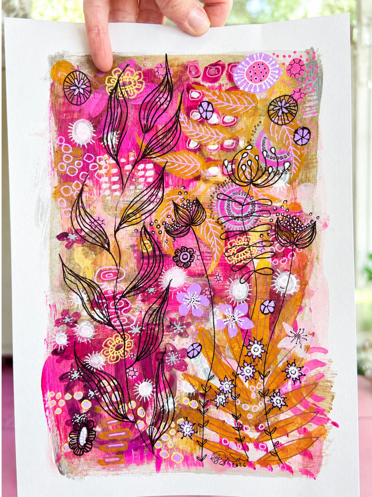 Original Hand Painted Artwork : Botanical Threads