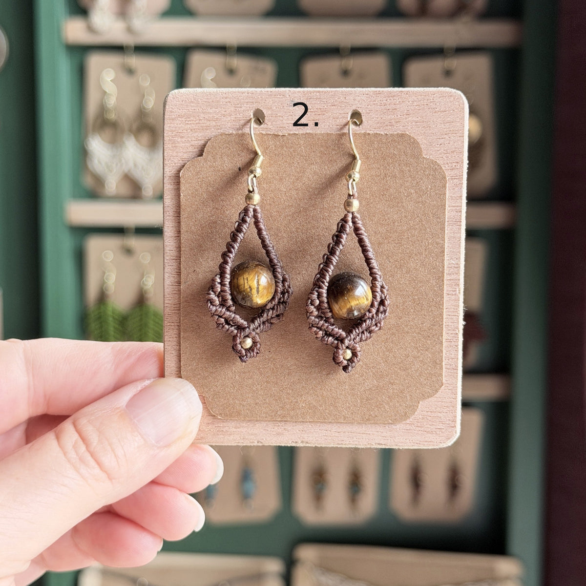 Macrame Bead Drop Earrings: different colour choices