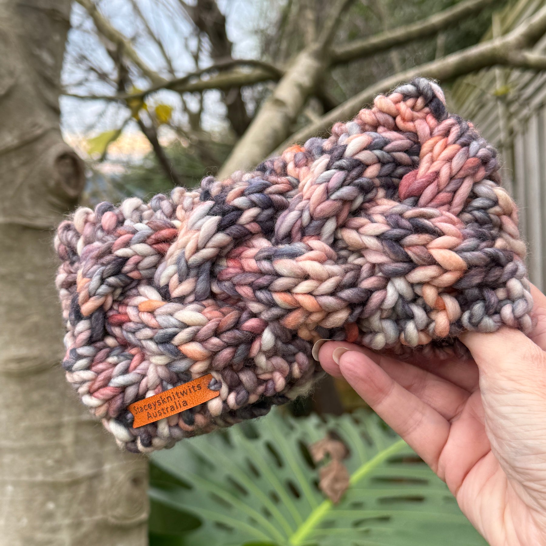 Hand Knitted Headband, Merino Wool Stretchy Ladies Rainbow Headband