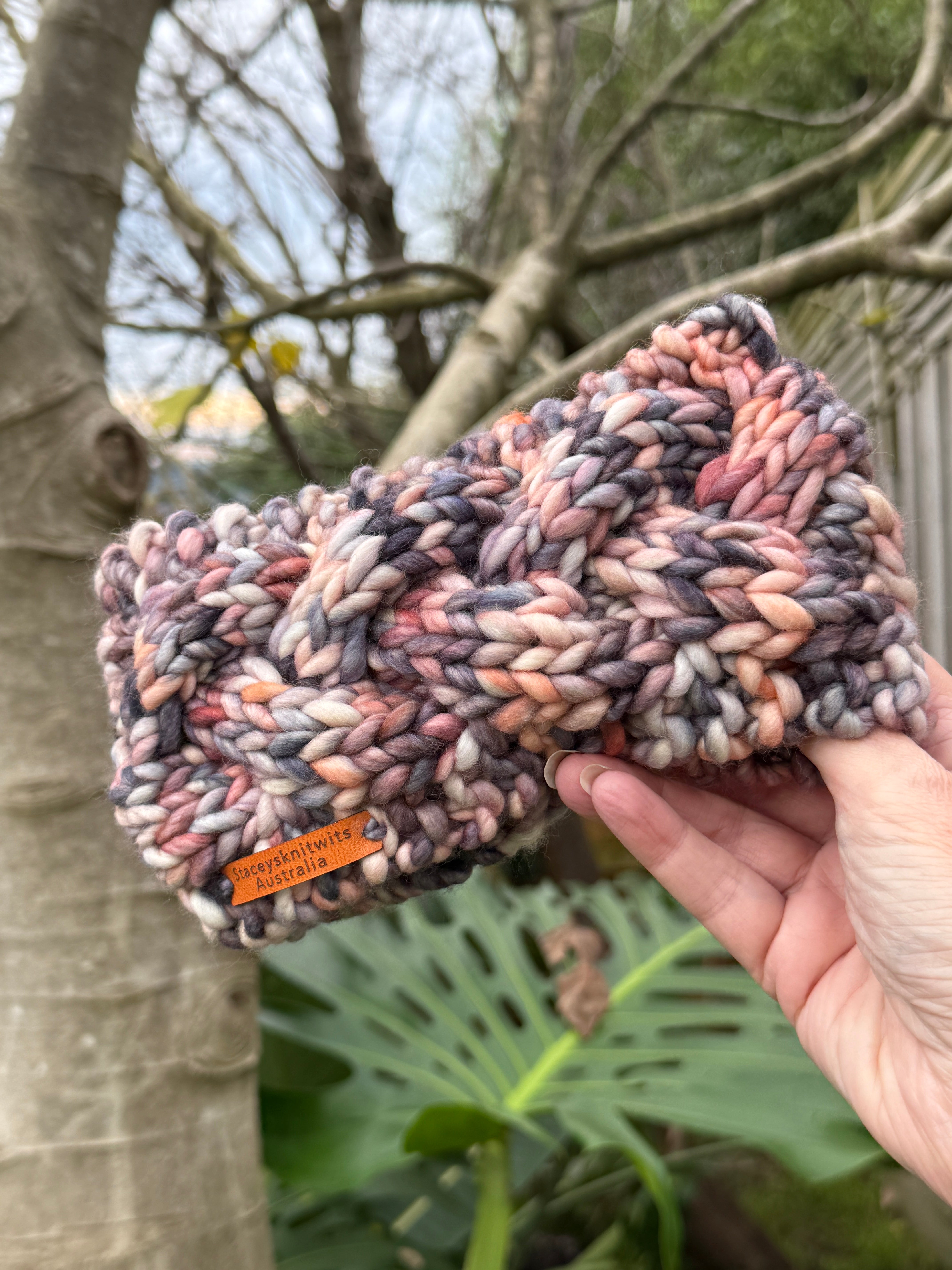 Hand Knitted Headband, Merino Wool Stretchy Ladies Rainbow Headband