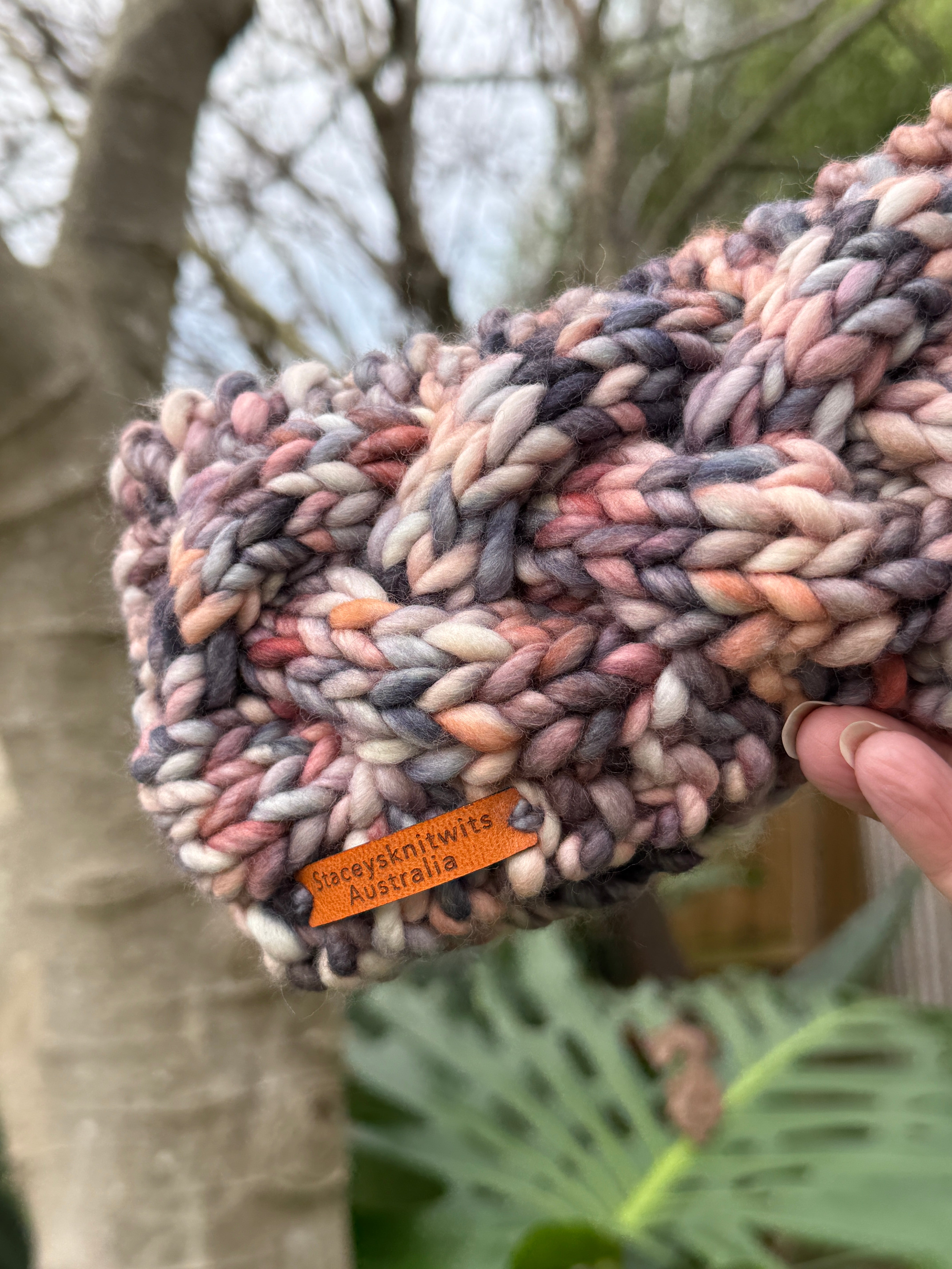Hand Knitted Headband, Merino Wool Stretchy Ladies Rainbow Headband
