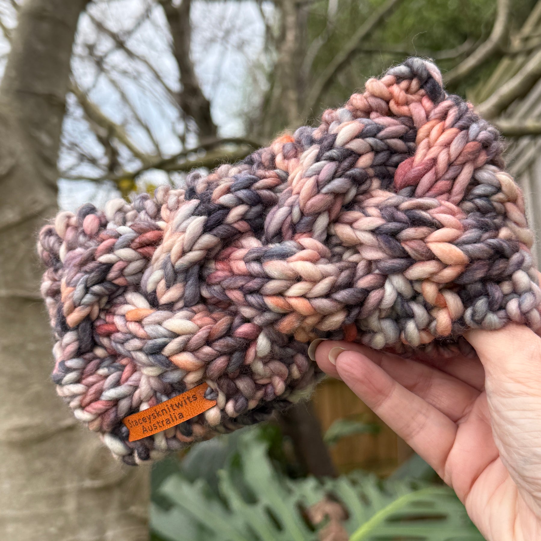Hand Knitted Headband, Merino Wool Stretchy Ladies Rainbow Headband