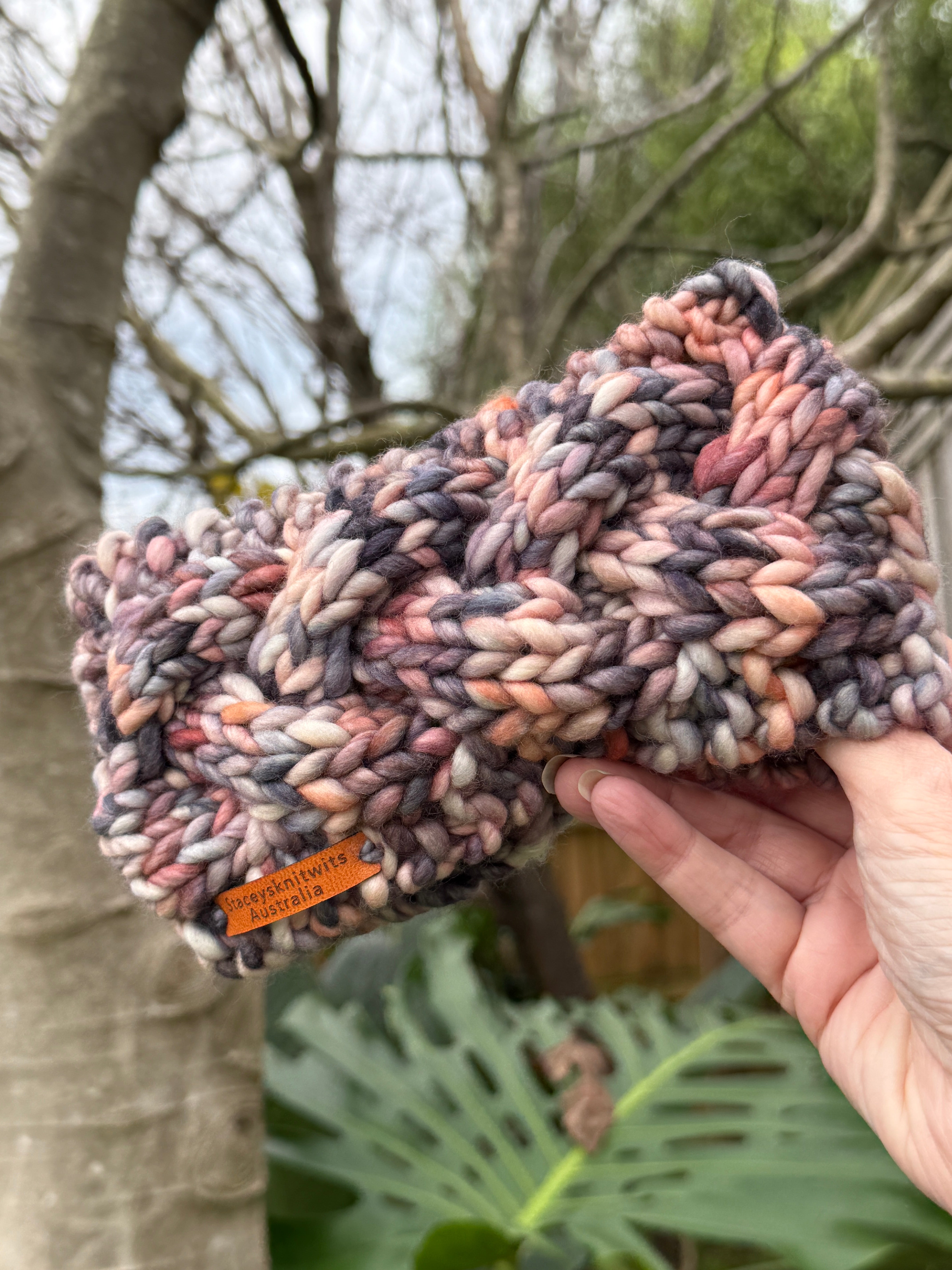 Hand Knitted Headband, Merino Wool Stretchy Ladies Rainbow Headband