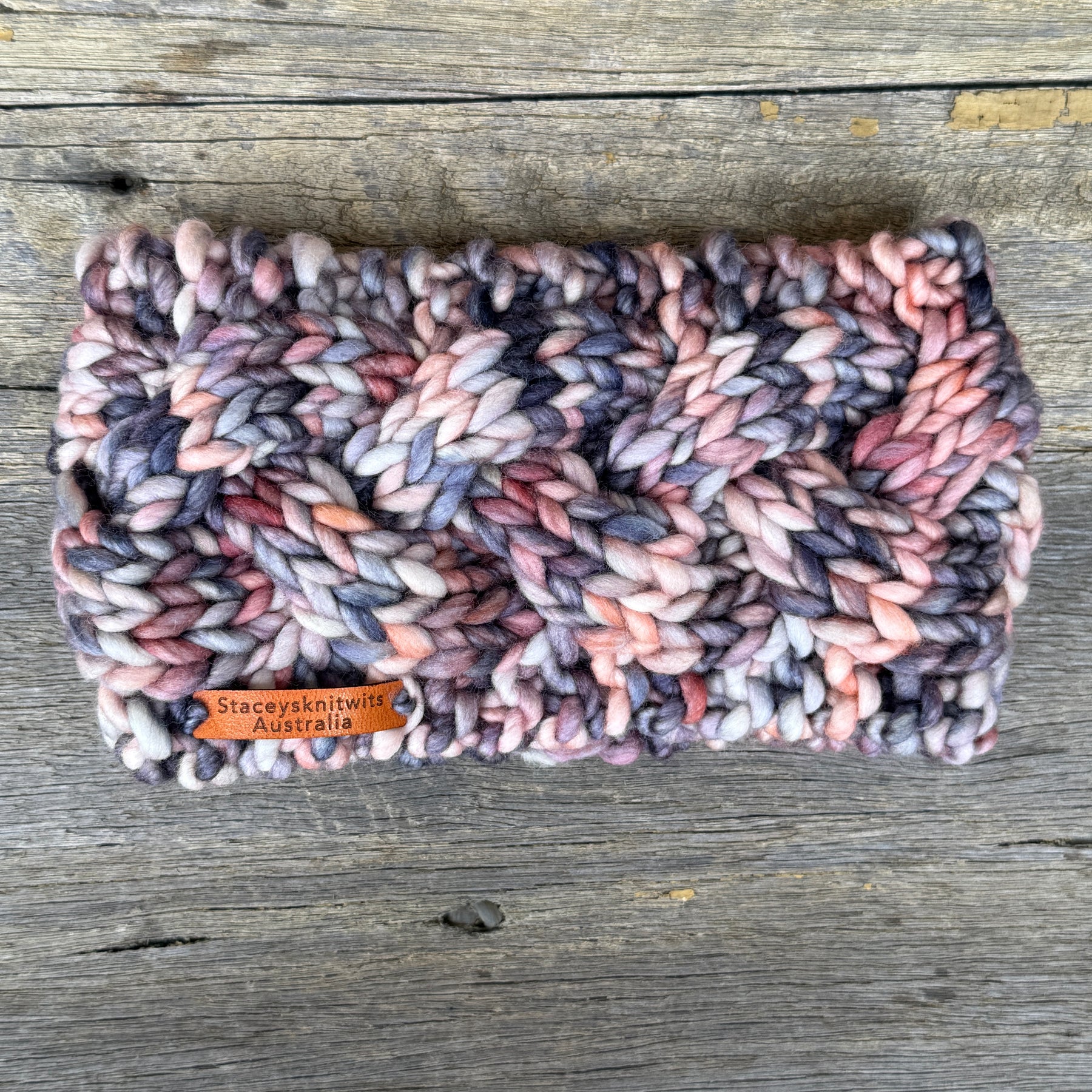 Hand Knitted Headband, Merino Wool Stretchy Ladies Rainbow Headband