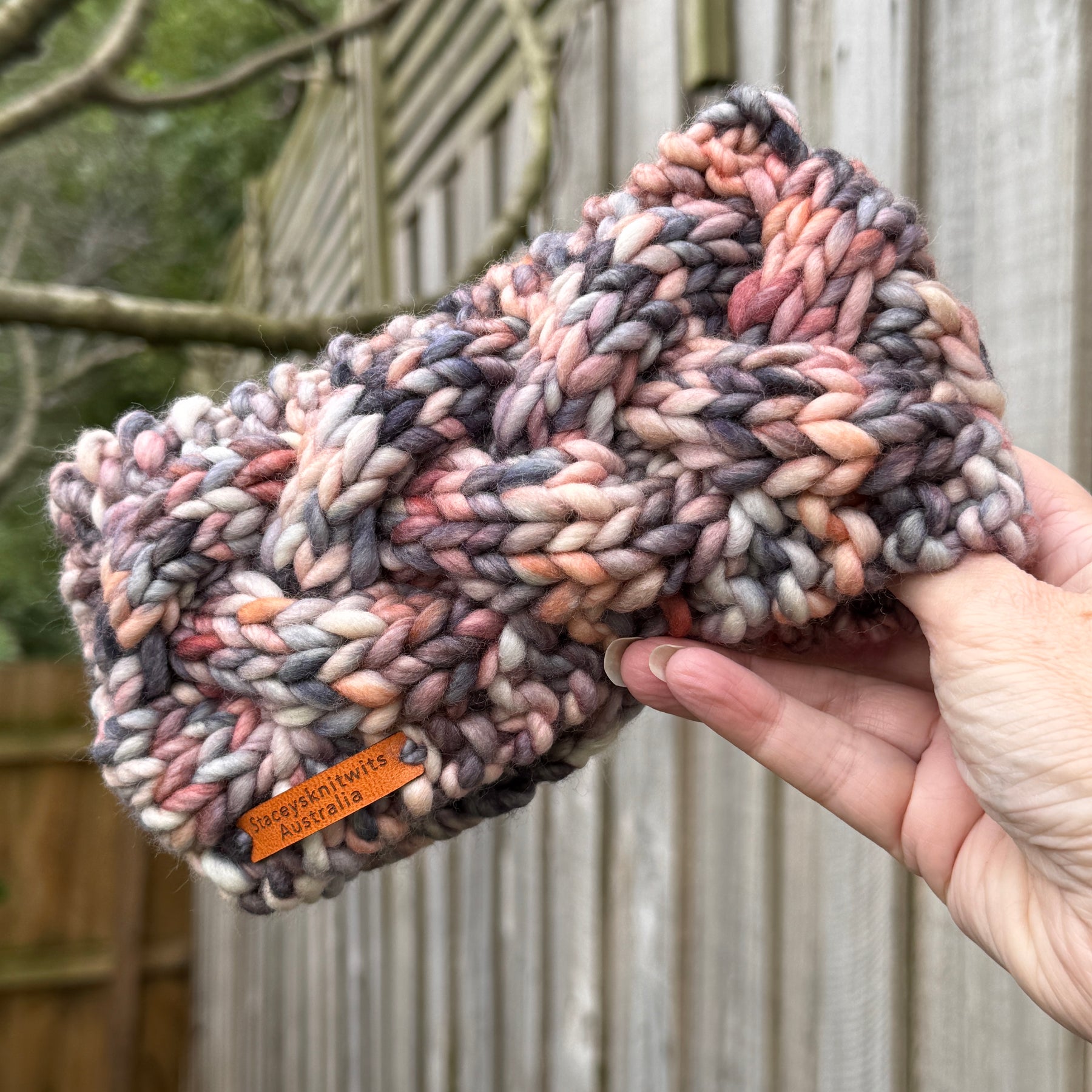 Hand Knitted Headband, Merino Wool Stretchy Ladies Rainbow Headband