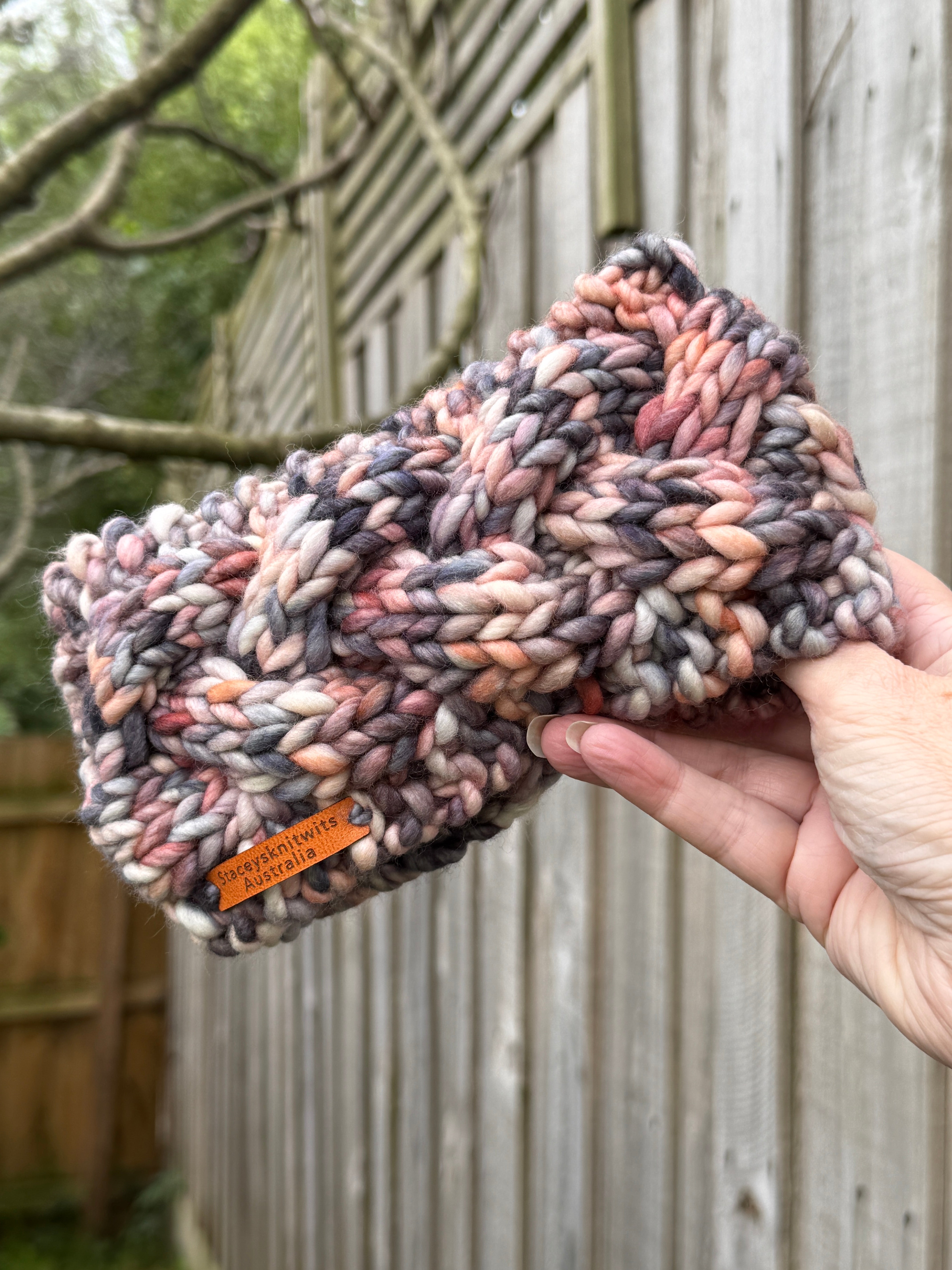 Hand Knitted Headband, Merino Wool Stretchy Ladies Rainbow Headband