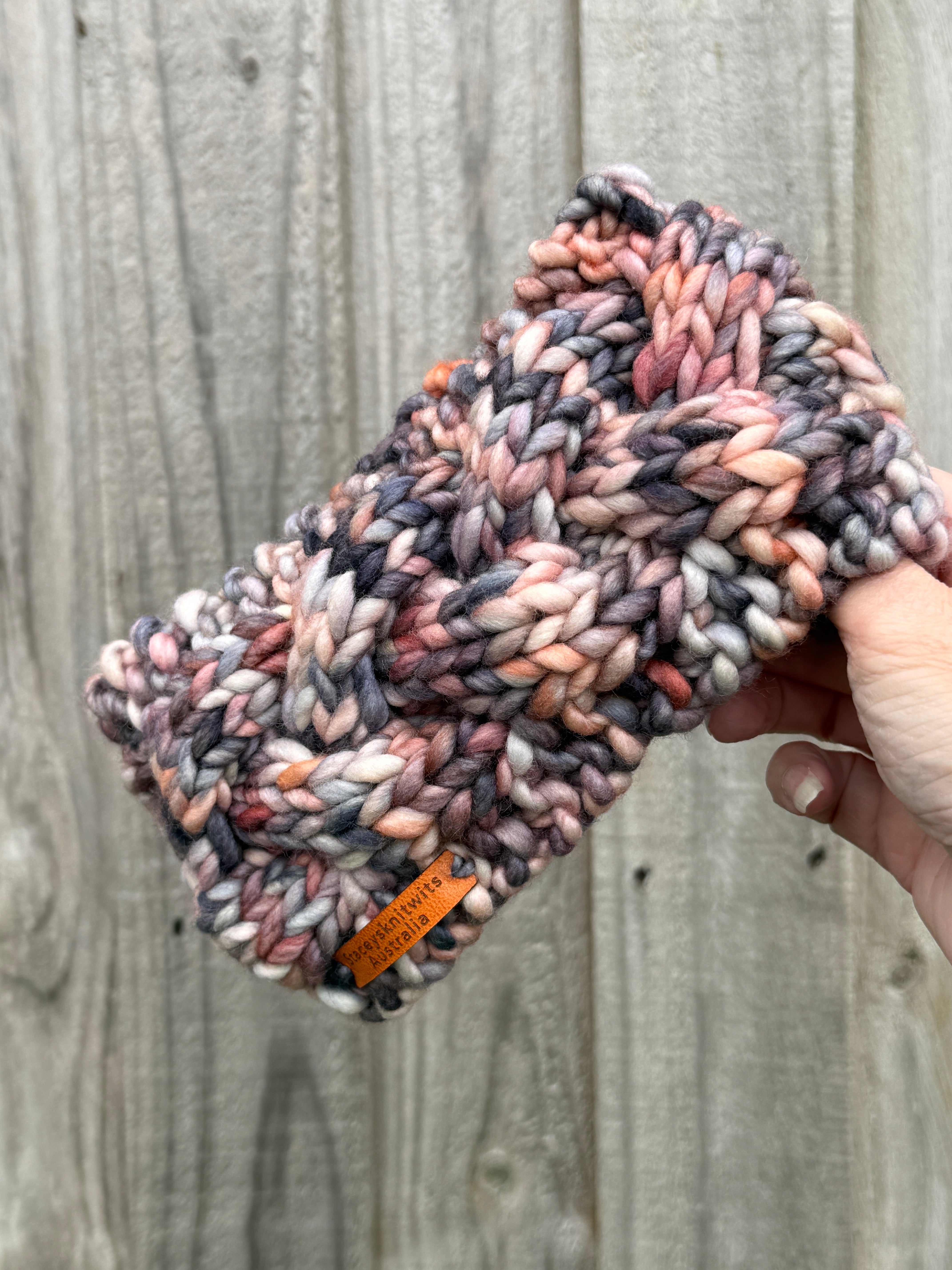 Hand Knitted Headband, Merino Wool Stretchy Ladies Rainbow Headband
