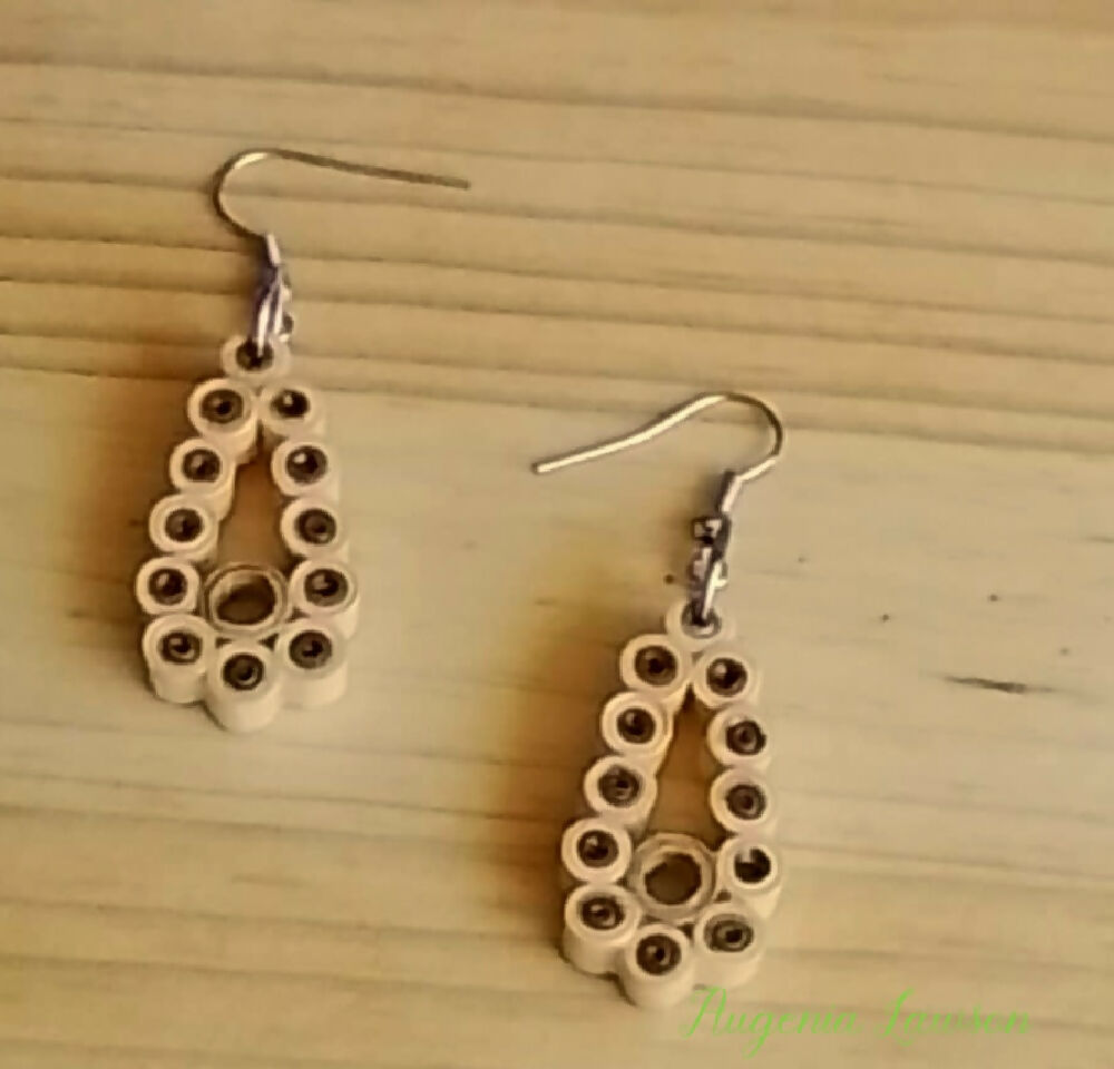 Earrings Quilled Teardrop Circles in Brown