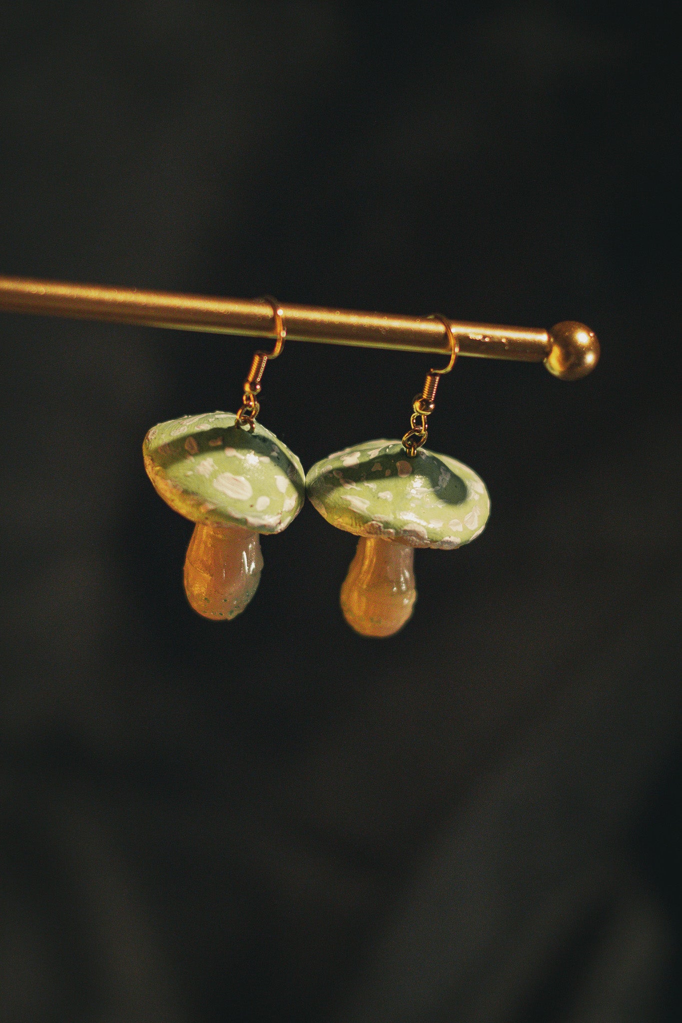 Green Mushroom Earrings