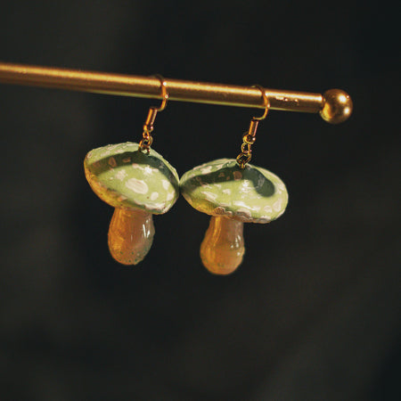 Green Mushroom Earrings