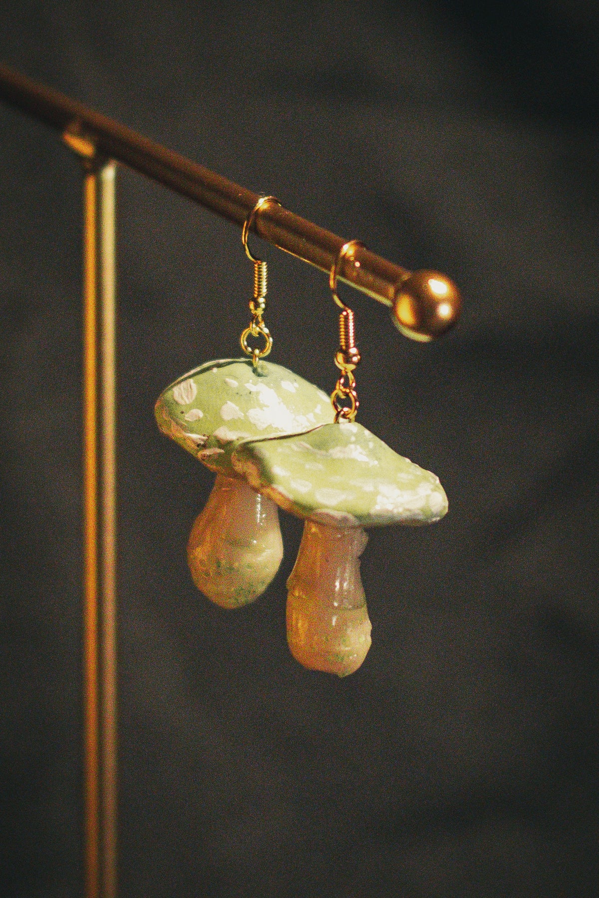 Green Mushroom Earrings