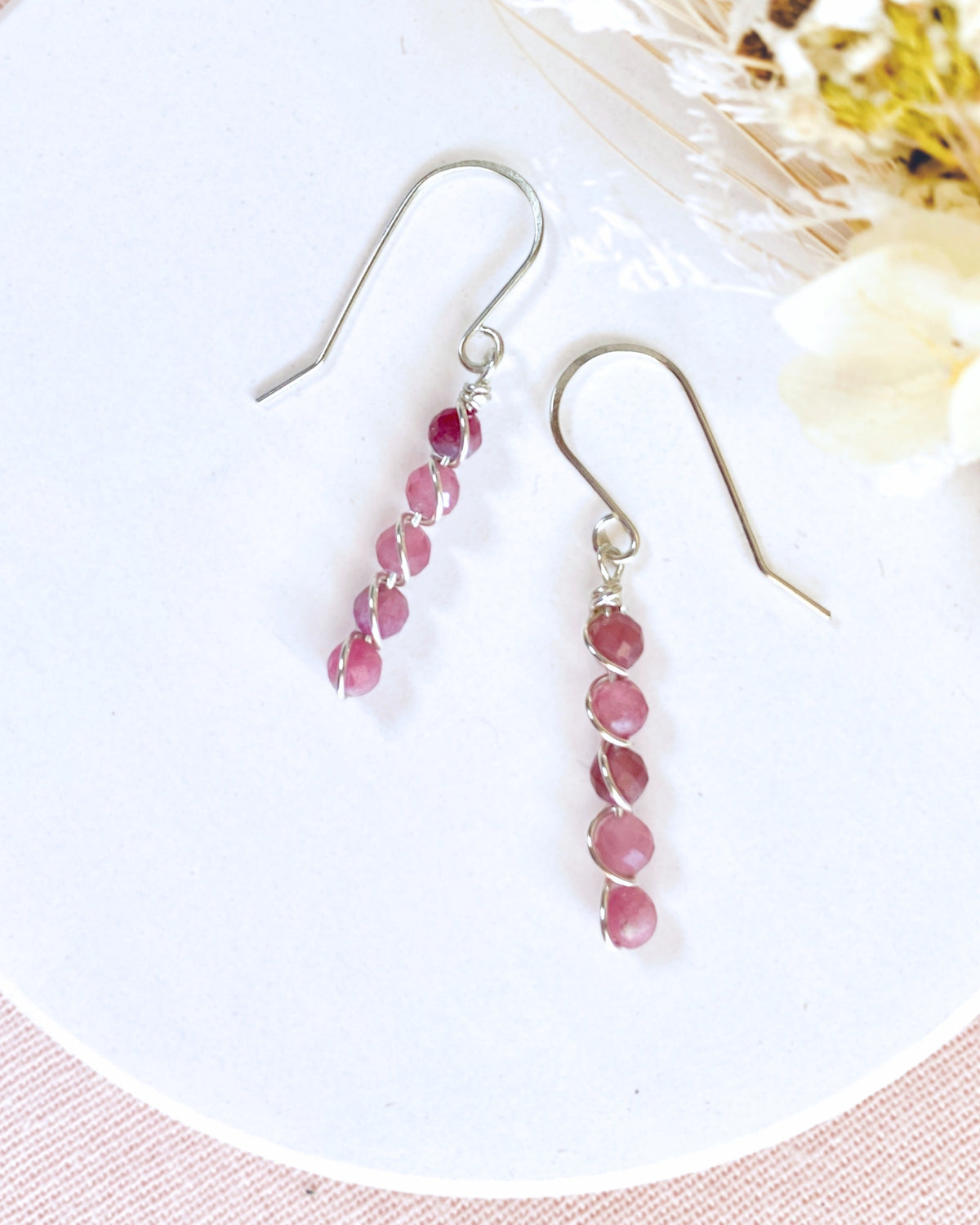 Tourmaline beaded Sterling silver | Earrings or Bracelet | October birthstone gift