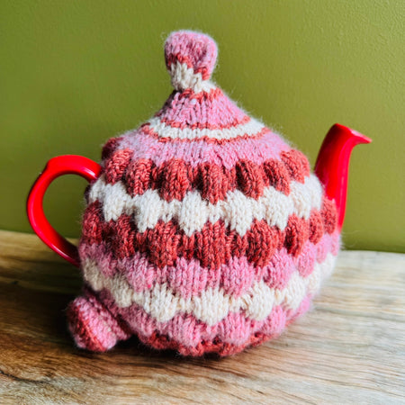 Teapot Cosy - Pinks/Reds - Alpaca/Merino -  4 cups