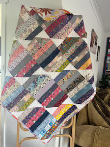 Cozy Handmade Striped Cotton Quilt: Reversible Boho Throw (50x50)