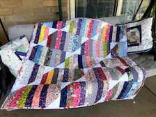 Cozy Handmade Striped Cotton Quilt: Reversible Boho Throw (50x50)