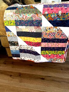 Cozy Handmade Striped Cotton Quilt: Reversible Boho Throw (50x50)