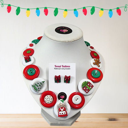 Mrs Christmas button necklace