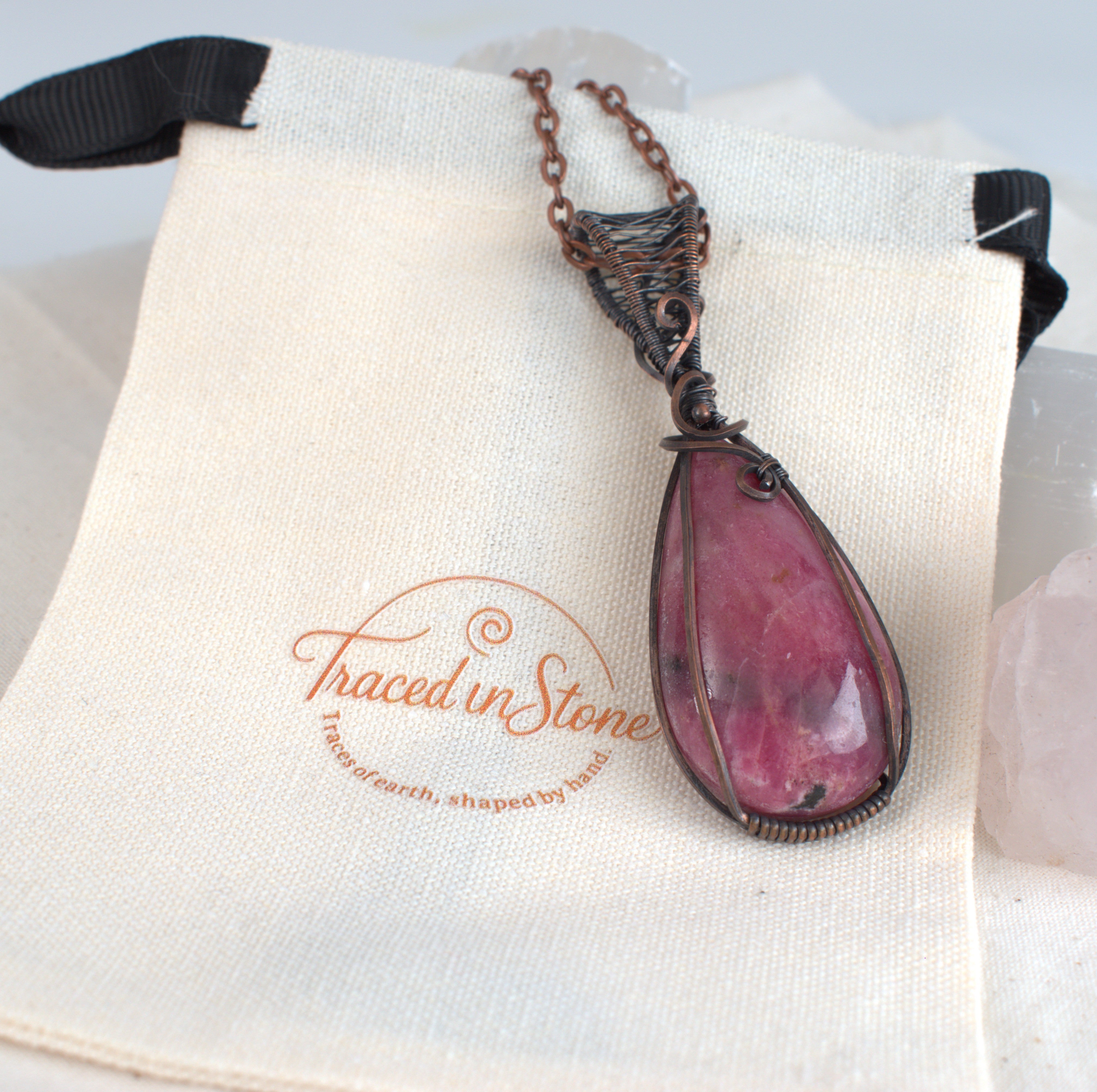 Rosella Song - Tamworth Rhodonite Pendant in Copper