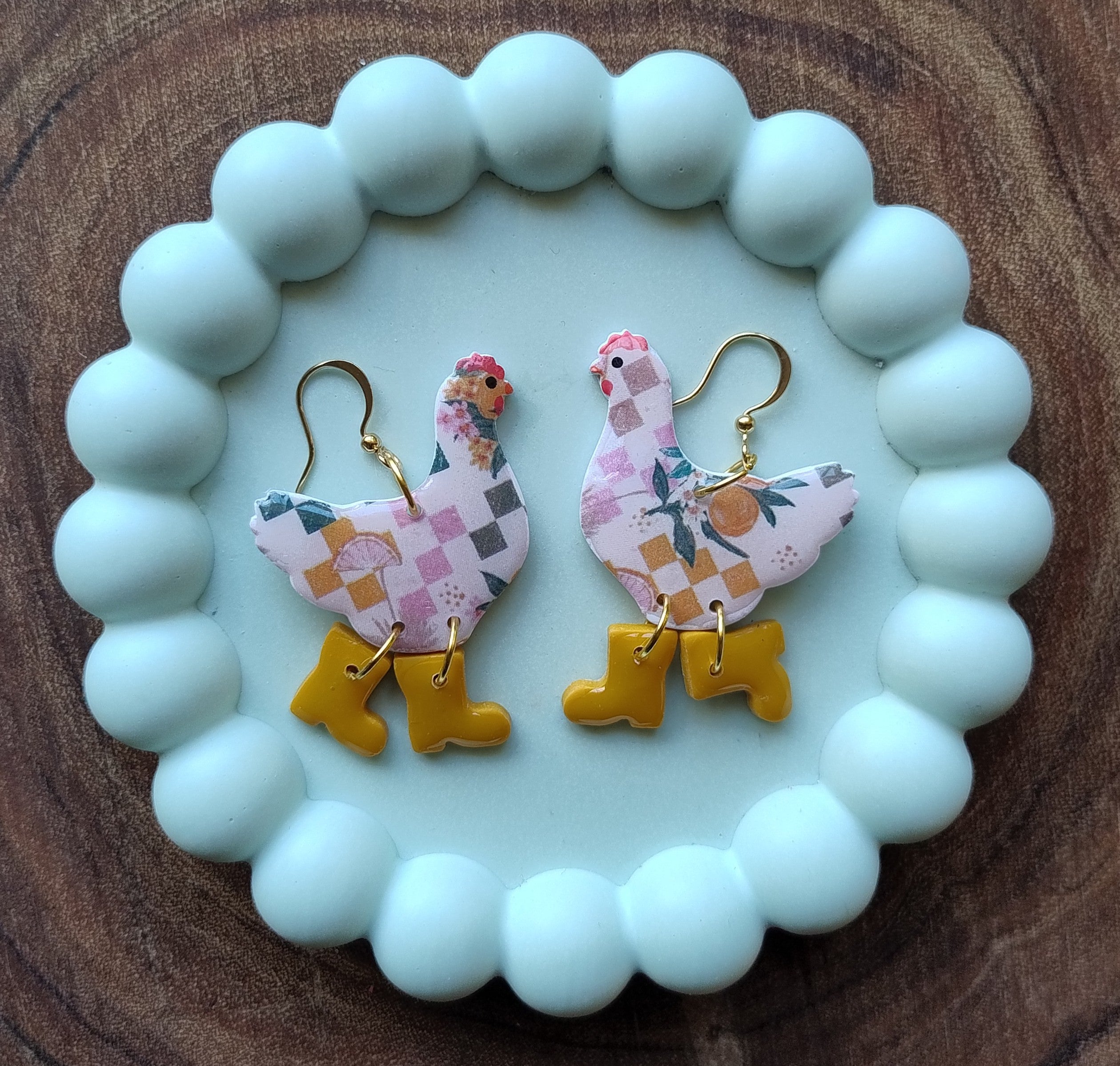 Chickens or Ducks in Boots Earrings