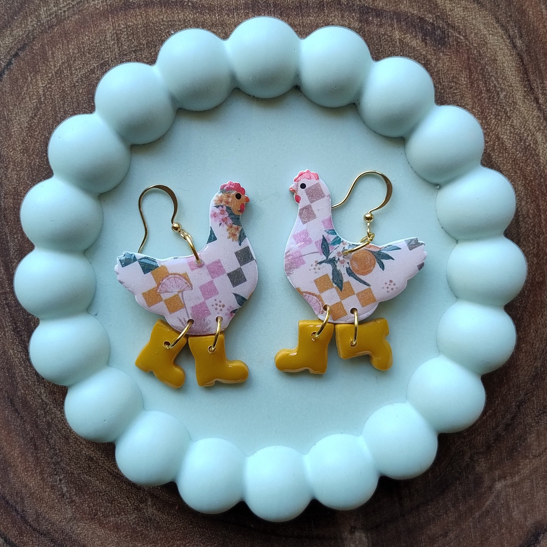 Chickens or Ducks in Boots Earrings
