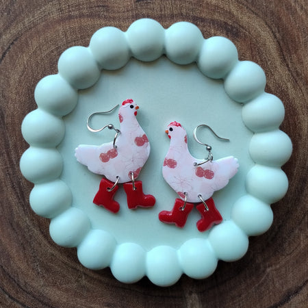 Chickens or Ducks in Boots Earrings