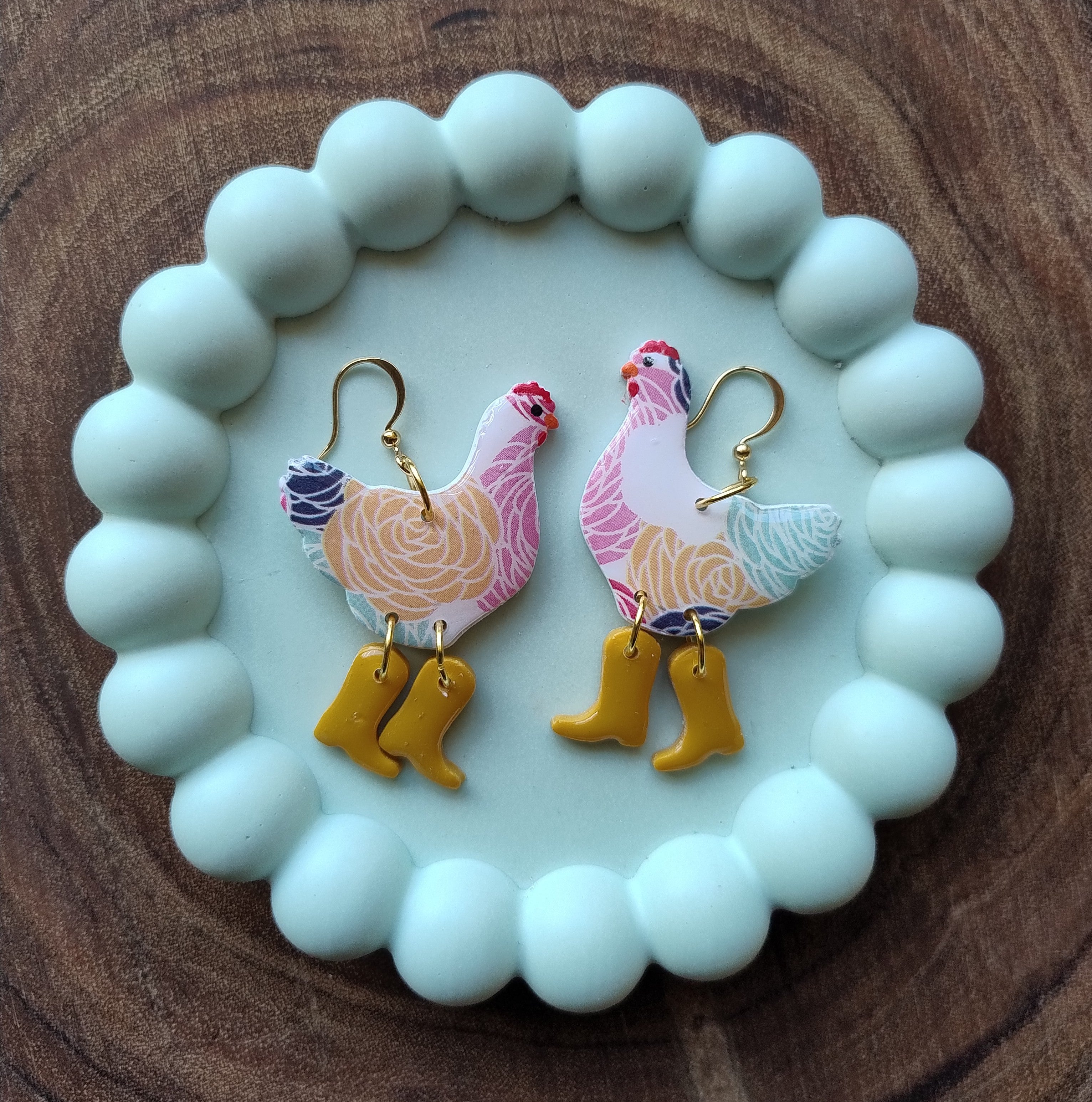 Chickens or Ducks in Boots Earrings