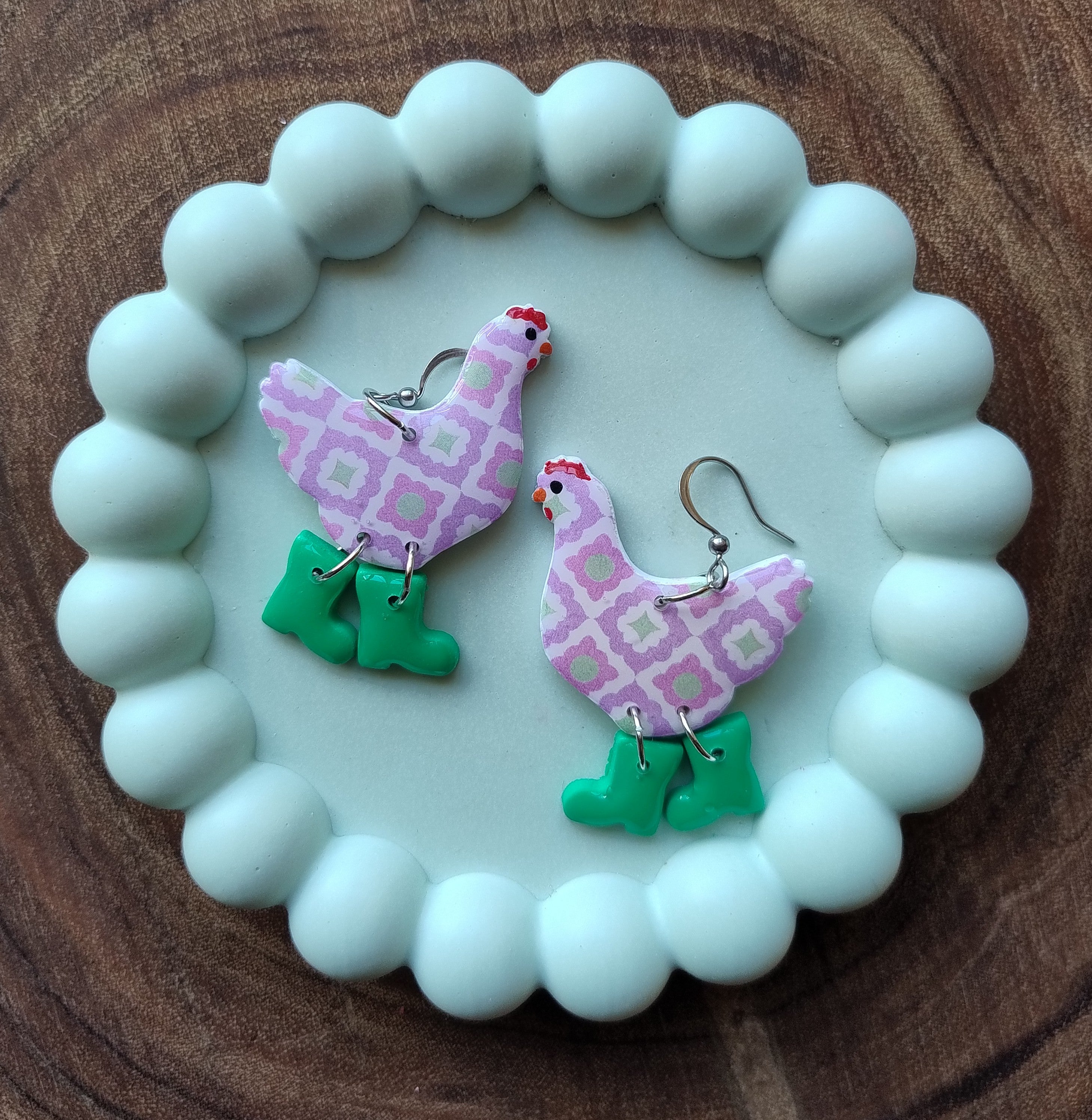 Chickens or Ducks in Boots Earrings