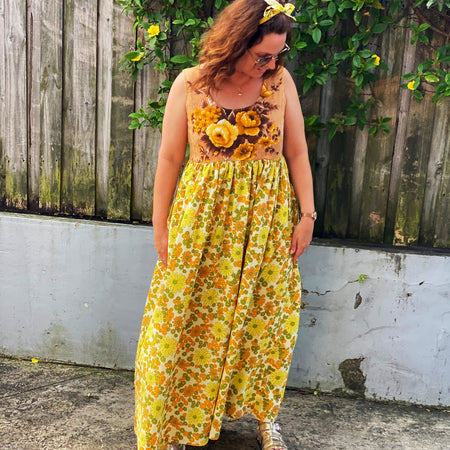 Size 12/14 one of a kind upcycled floral maxi dress