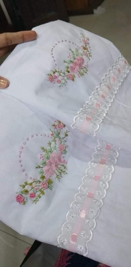 Set of 2 Personalized Floral Ribbon Pillow cases
