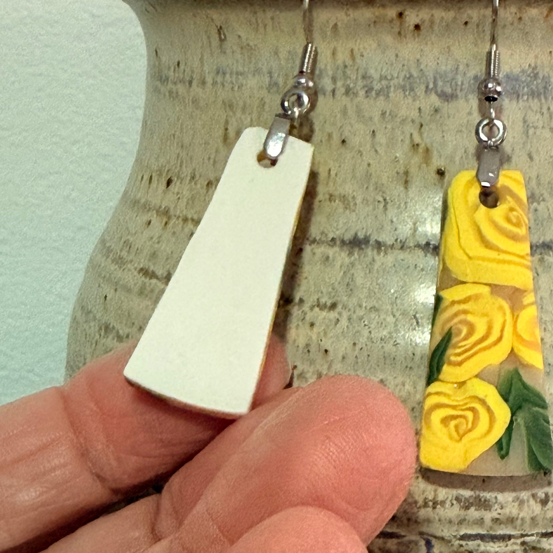 Polymer Clay Yellow Rose Jewellery Set – Earrings & Necklace