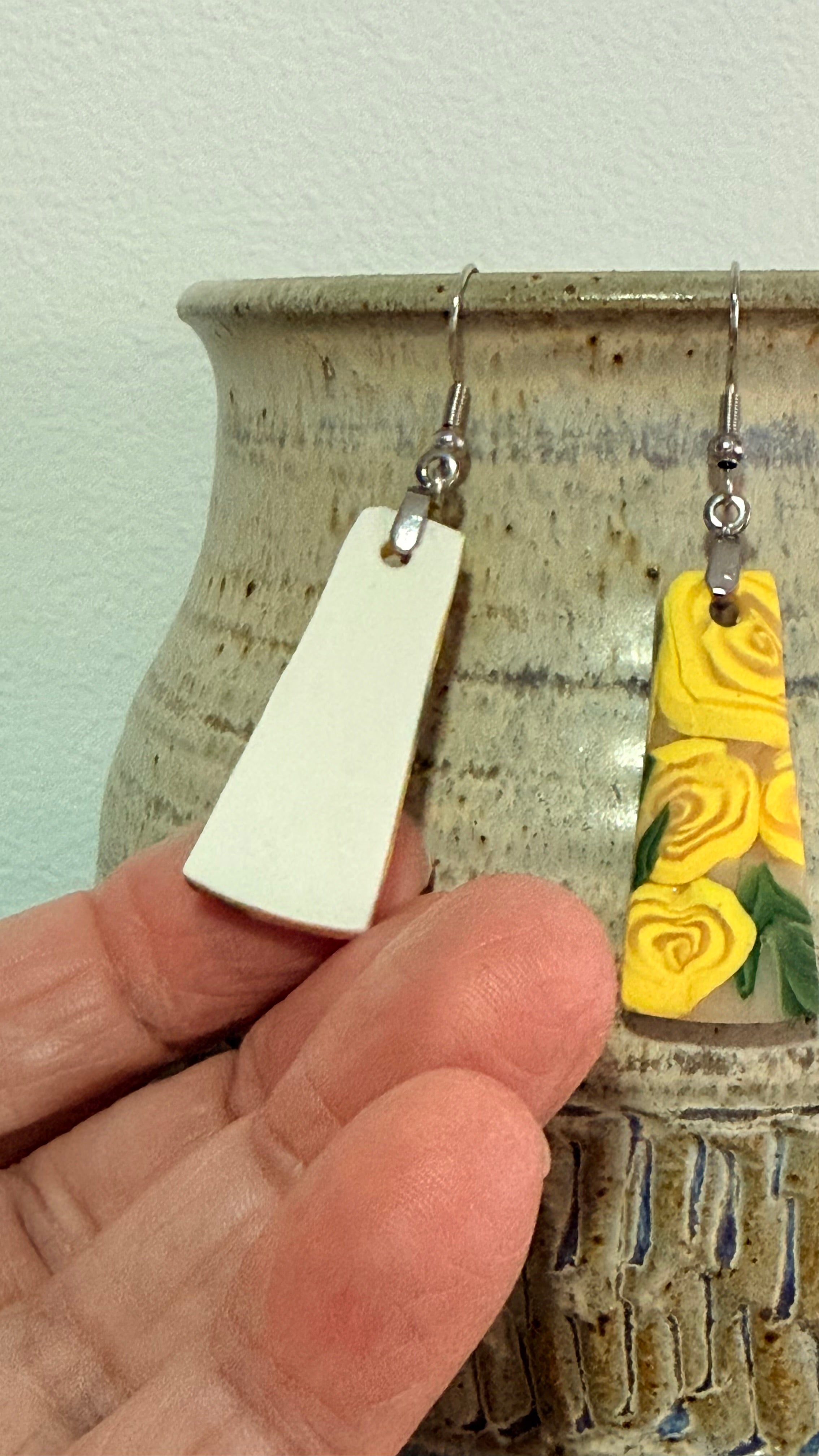 Polymer Clay Yellow Rose Jewellery Set – Earrings & Necklace