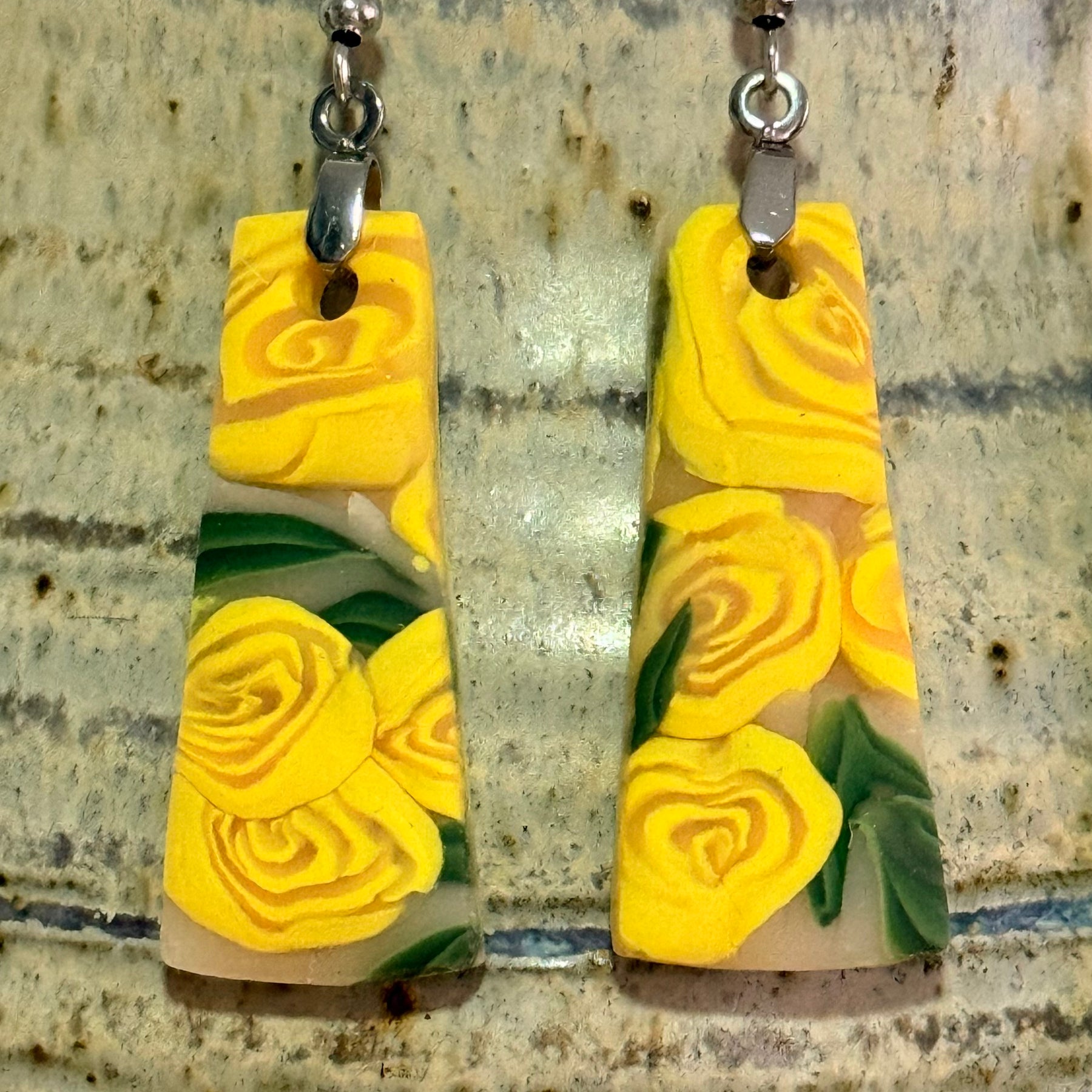 Polymer Clay Yellow Rose Jewellery Set – Earrings & Necklace