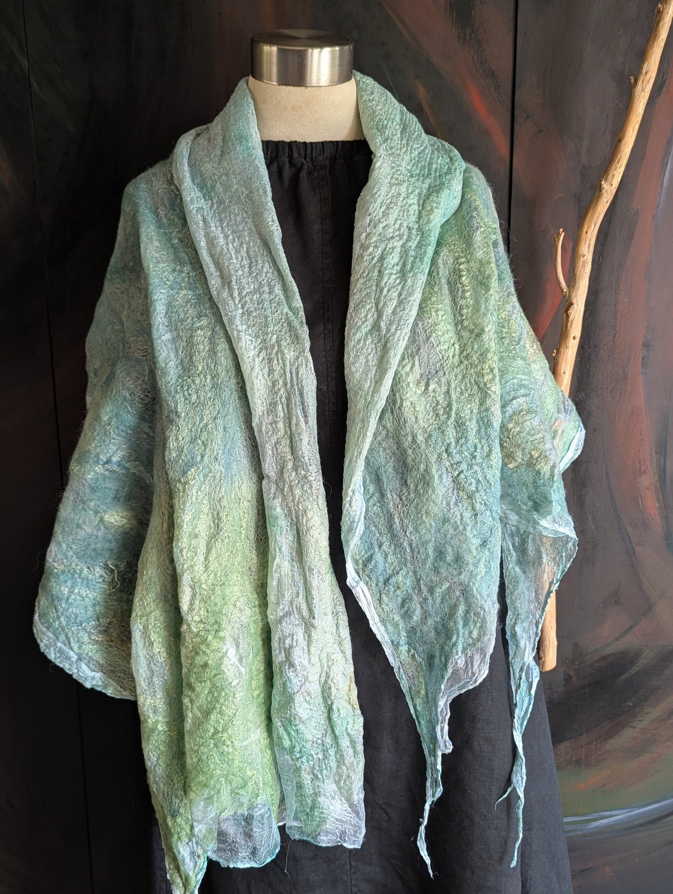 Nuno Felt Shawl- Seafoam